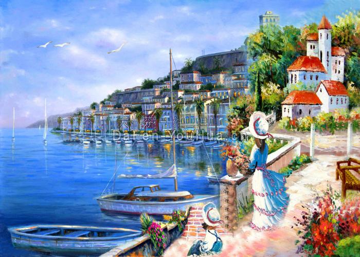 风景画-地中海风景画图片