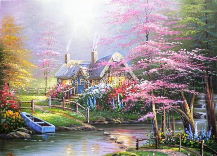风景画-河边小屋图片