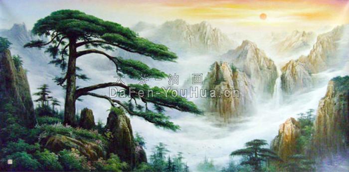 风景油画-迎客松图片