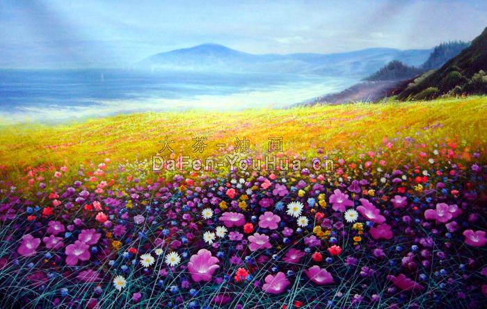 风景油画-紫色花海图片