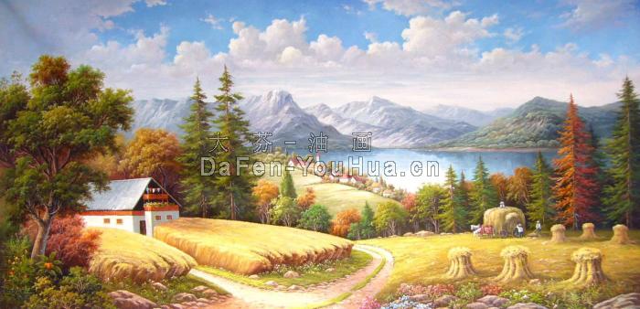 风景油画-乡村风景图片