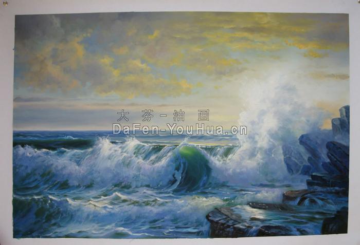 海景画-海浪油画样品图片